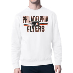 Philadelphia Flyers Starter Mesh Look Team Name Logo Pullover Sweatshirt - White Sweatshirts