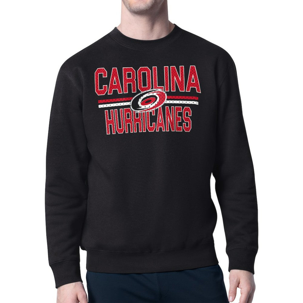 Carolina Hurricanes Starter Mesh Look Team Name Logo Pullover Sweatshirt - Black Sweatshirts