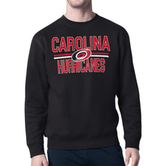 Carolina Hurricanes Starter Mesh Look Team Name Logo Pullover Sweatshirt - Black Sweatshirts