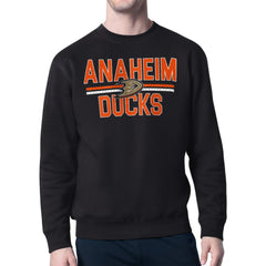 Anaheim Ducks Starter Mesh Look Team Name Logo Pullover Sweatshirt - Black Sweatshirts