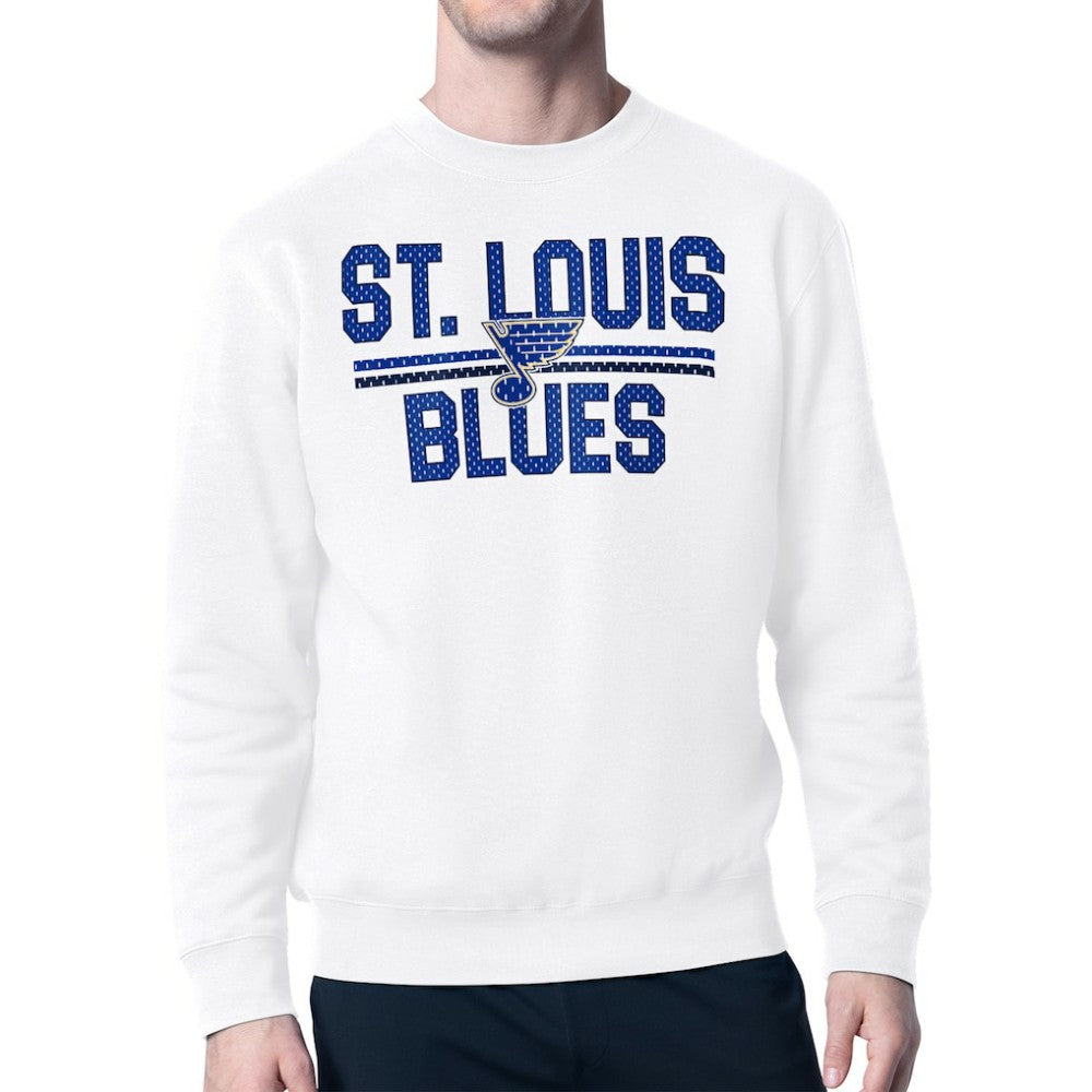 St. Louis Blues Starter Mesh Look Team Name Logo Pullover Sweatshirt - White Sweatshirts