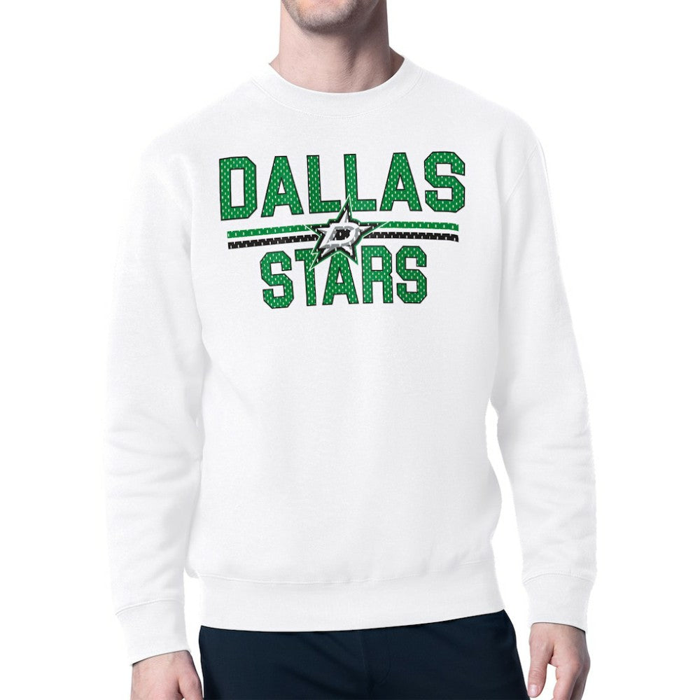 Dallas Stars Starter Mesh Look Team Name Logo Pullover Sweatshirt - White Sweatshirts
