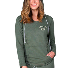 Green Bay Packers Concepts Sport Women's Mainstream Terry Tri-Blend V-Neck Pullover Hoodie - Green on sale