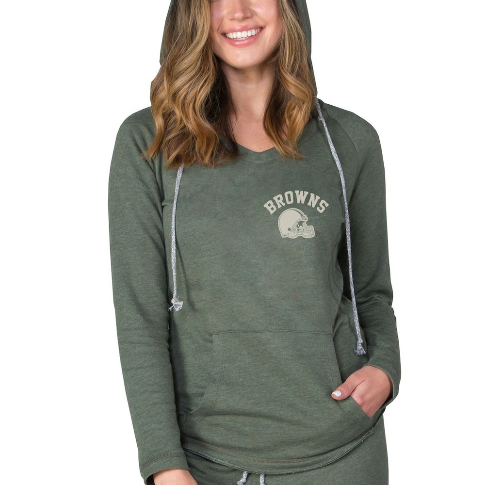 Cleveland Browns Concepts Sport Women's Mainstream Terry Tri-Blend V-Neck Pullover Hoodie - Green discount