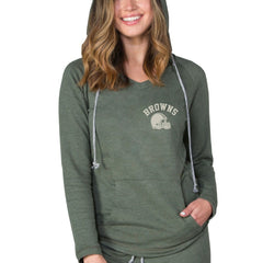 Cleveland Browns Concepts Sport Women's Mainstream Terry Tri-Blend V-Neck Pullover Hoodie - Green discount
