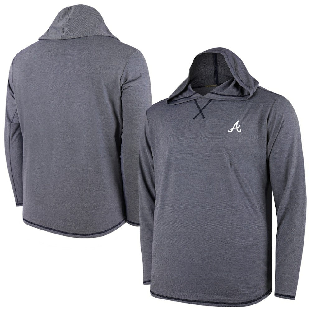Atlanta Braves Butter Stripe Tri-Blend Long Sleeve Hoodie T-Shirt - Navy
