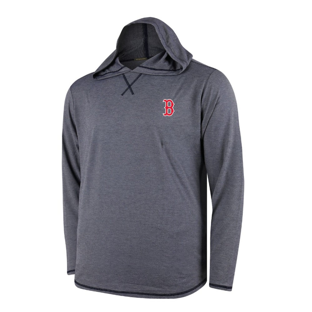 Boston Red Sox Butter Stripe Tri-Blend Long Sleeve Hoodie T-Shirt - Navy