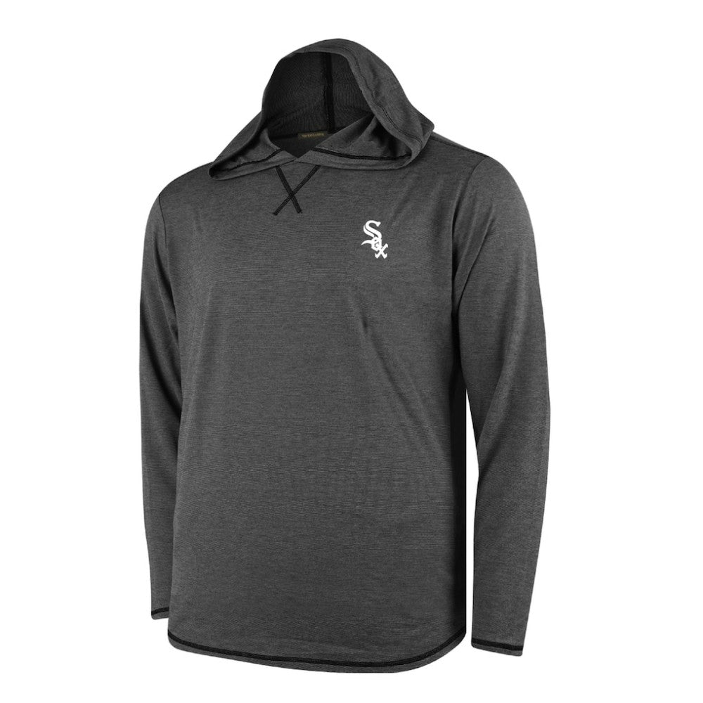 Chicago White Sox Butter Stripe Tri-Blend Long Sleeve Hoodie T-Shirt - Black