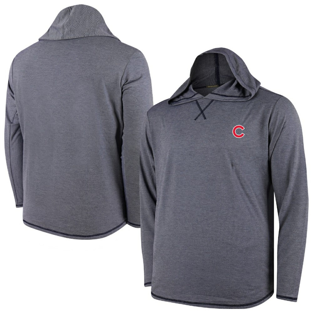 Chicago Cubs Butter Stripe Tri-Blend Long Sleeve Hoodie T-Shirt - Navy