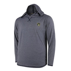 Milwaukee Brewers Butter Stripe Tri-Blend Long Sleeve Hoodie T-Shirt - Navy