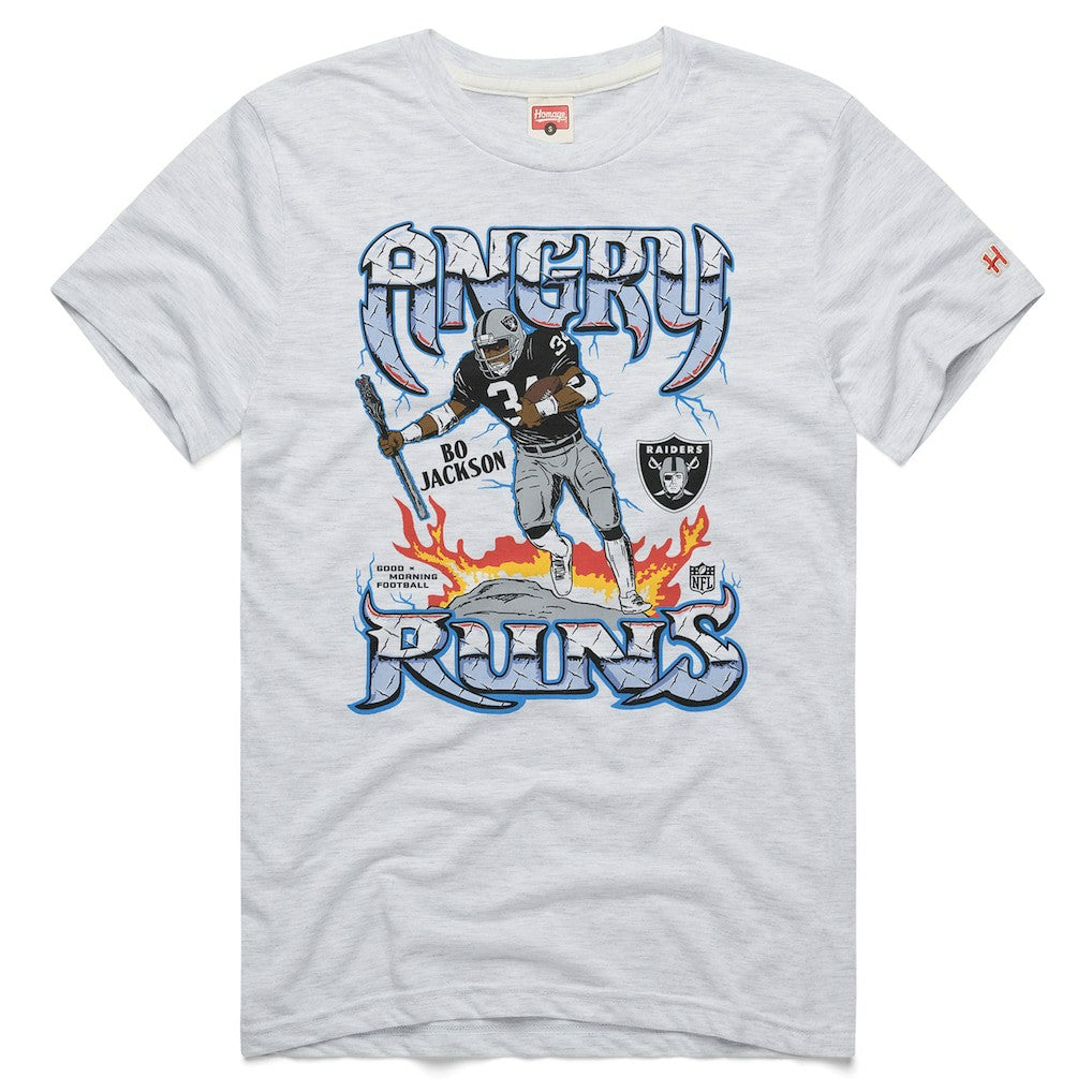 Bo Jackson Las Vegas Raiders Homage Unisex Retro Angry Runs Tri-Blend T-Shirt - Ash sale
