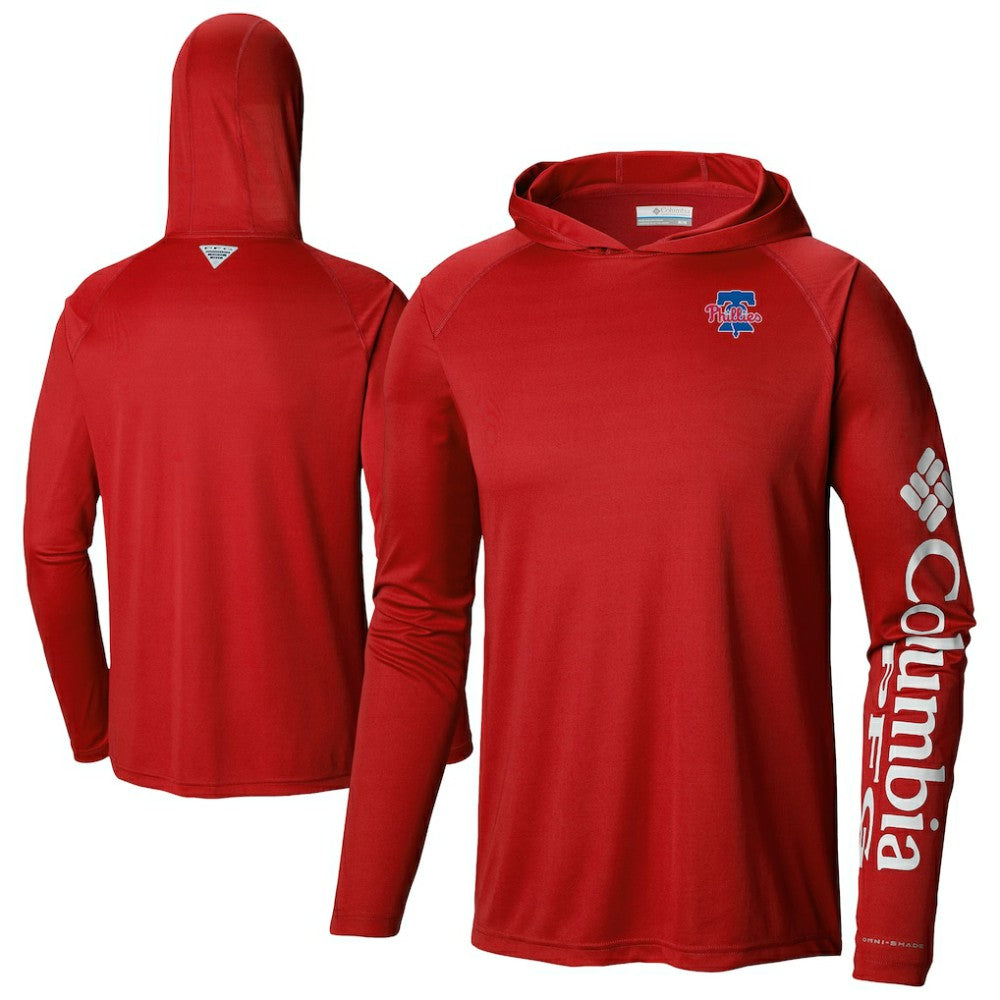 Philadelphia Phillies Omni-Wick Terminal Tackle Raglan Long Sleeve Hoodie T-Shirt Red