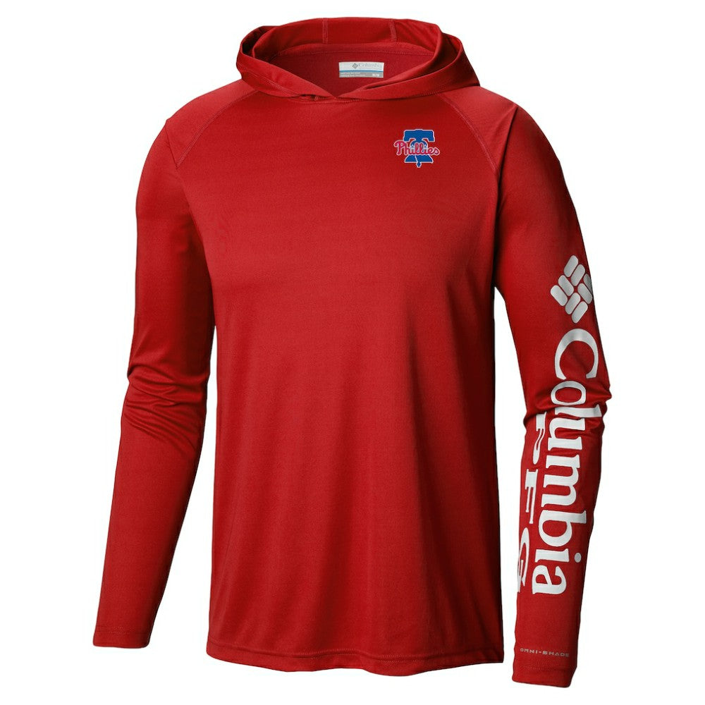 Philadelphia Phillies Omni-Wick Terminal Tackle Raglan Long Sleeve Hoodie T-Shirt Red