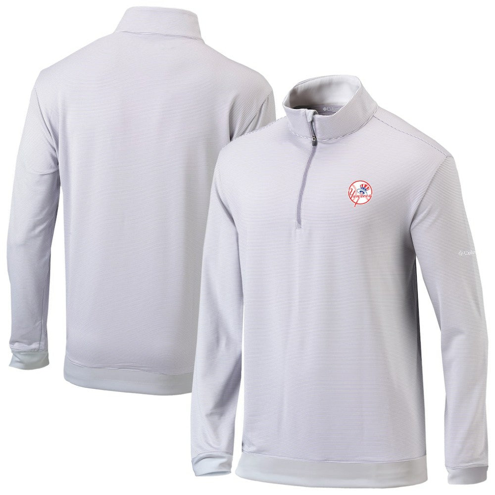 New York Yankees Omni-Wick Even Lie Quarter-Zip Pullover Top Gray