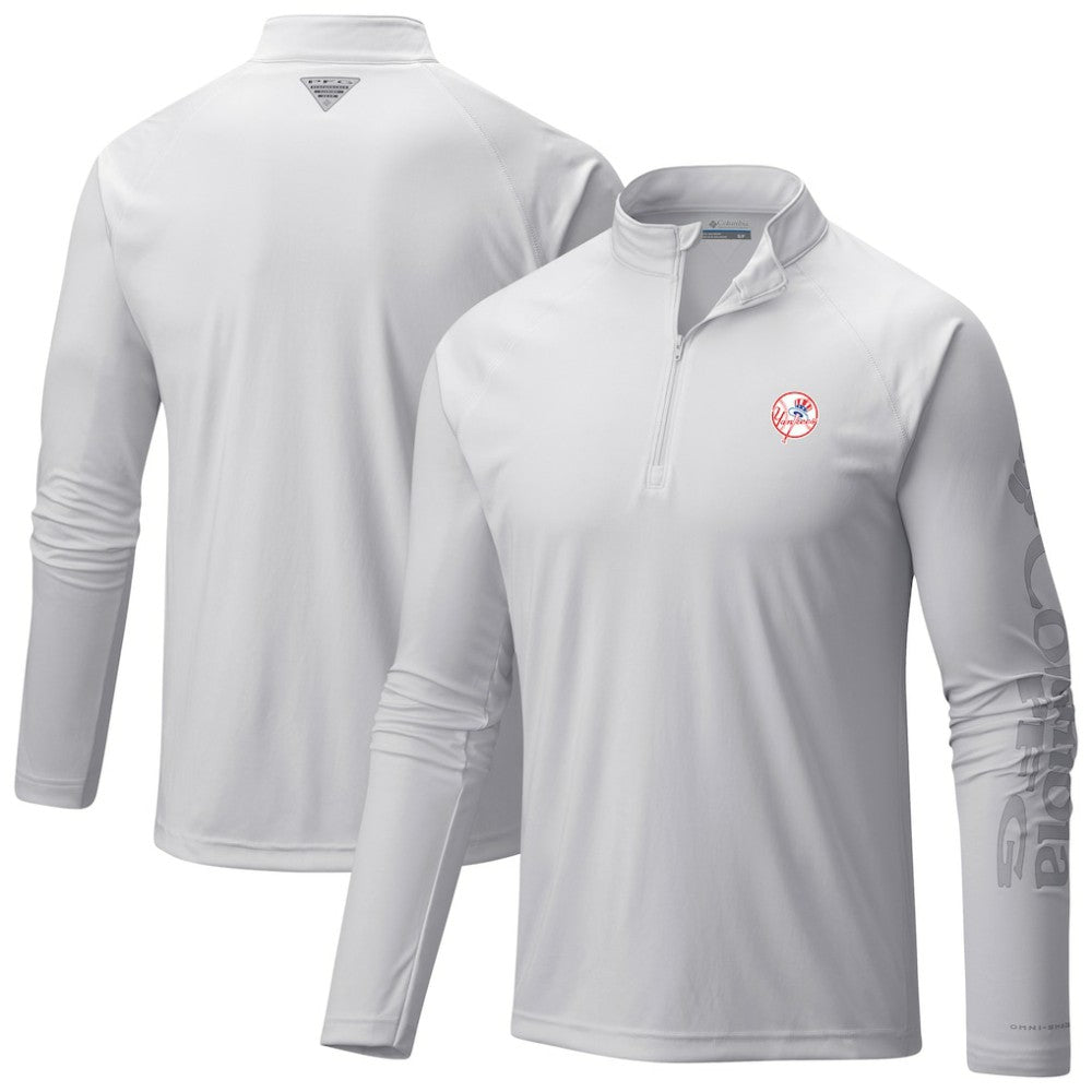 New York Yankees Terminal Tackle Raglan Omni-Shade Quarter-Zip Pullover Top White