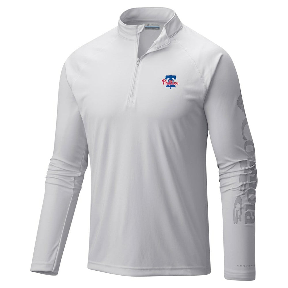 Philadelphia Phillies Terminal Tackle Raglan Omni-Shade Quarter-Zip Pullover Top White