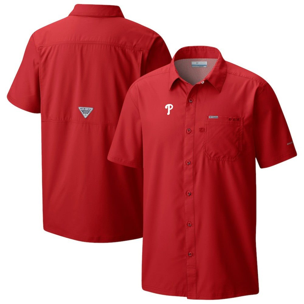 Philadelphia Phillies Slack Tide Omni-Wick Button-Up Camp Shirt Red
