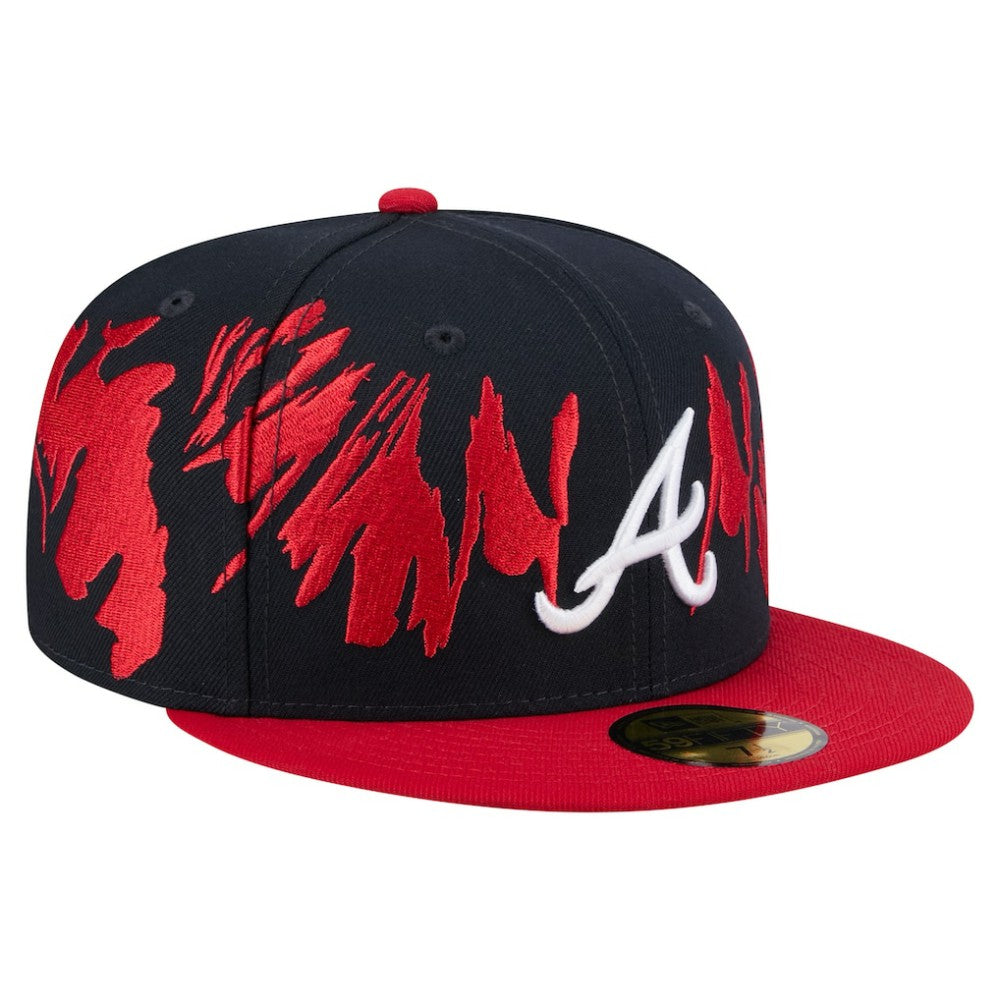 Atlanta Braves Retro Pattern 59FIFTY Fitted Hat Navy/Red