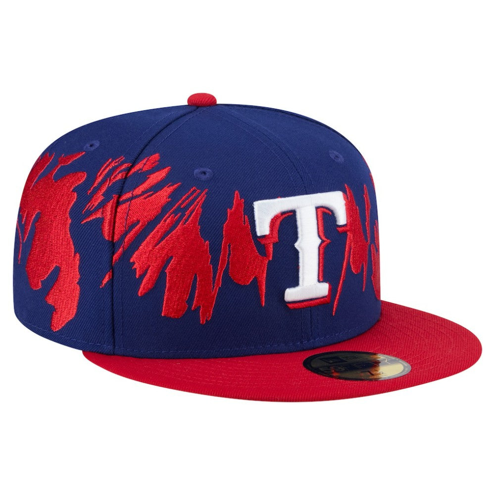 Texas Rangers Retro Pattern 59FIFTY Fitted Hat Royal/Red