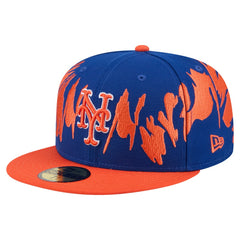 New York Mets Retro Pattern 59FIFTY Fitted Hat Royal/Orange