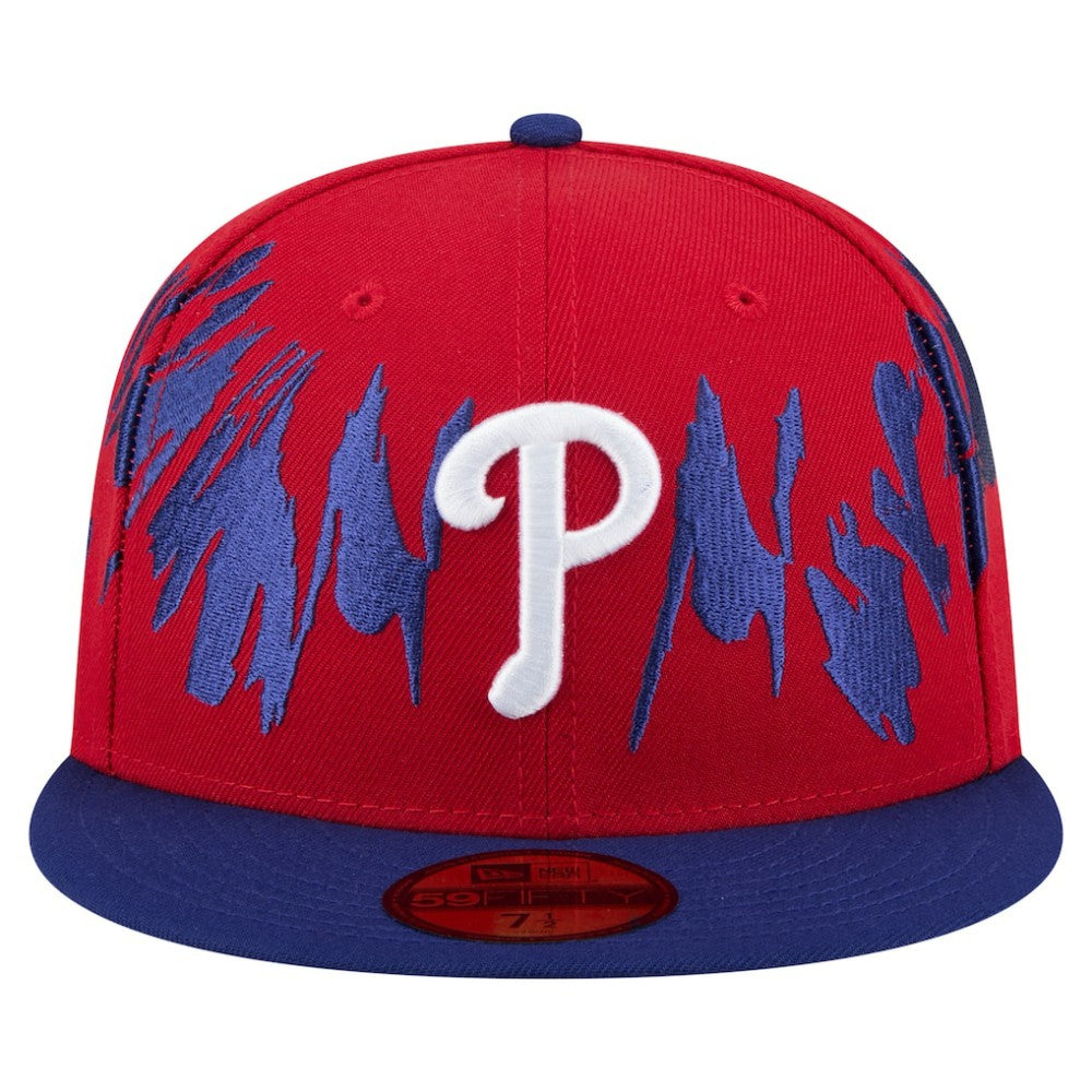 Philadelphia Phillies Retro Pattern 59FIFTY Fitted Hat Red/Royal