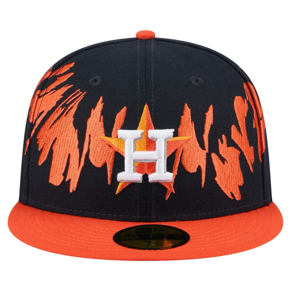 Houston Astros Retro Pattern 59FIFTY Fitted Hat Navy/Orange