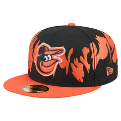 Baltimore Orioles Retro Pattern 59FIFTY Fitted Hat Black/Orange