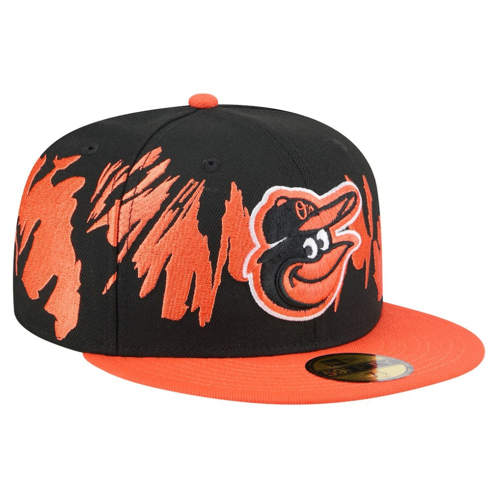Baltimore Orioles Retro Pattern 59FIFTY Fitted Hat Black/Orange