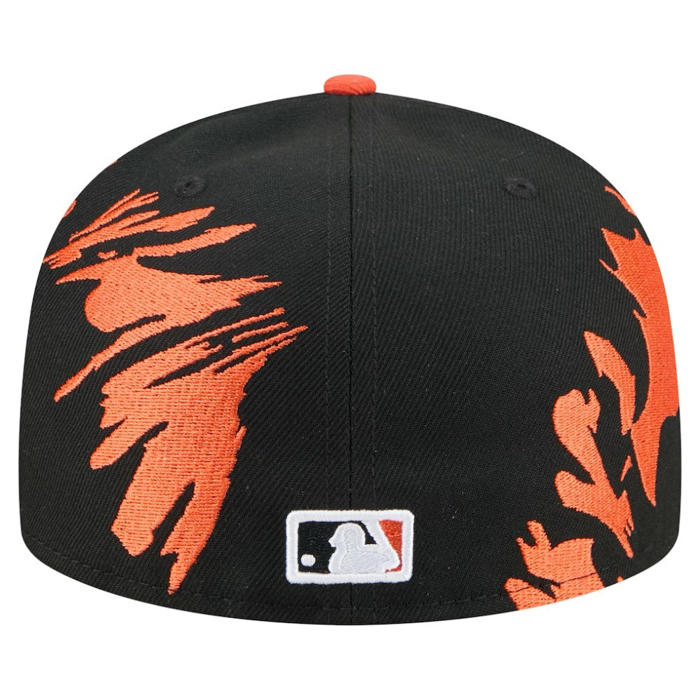 Baltimore Orioles Retro Pattern 59FIFTY Fitted Hat Black/Orange