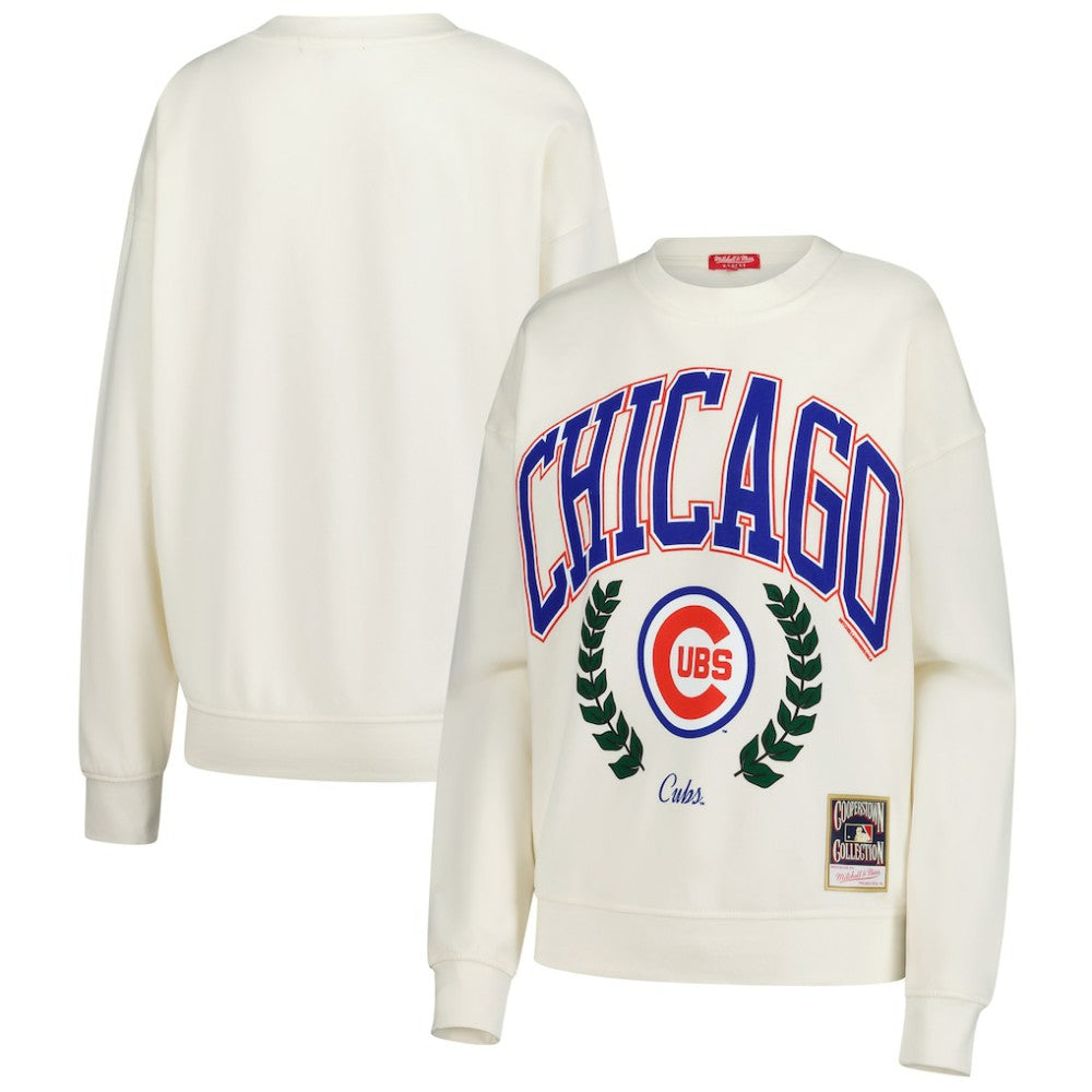 Chicago Cubs Women's Cooperstown Collection Laurel Pullover Sweatshirt Cream