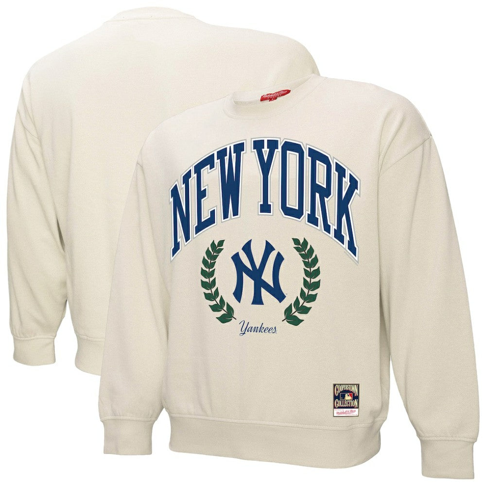 New York Yankees Women's Cooperstown Collection Laurel Pullover Sweatshirt Cream