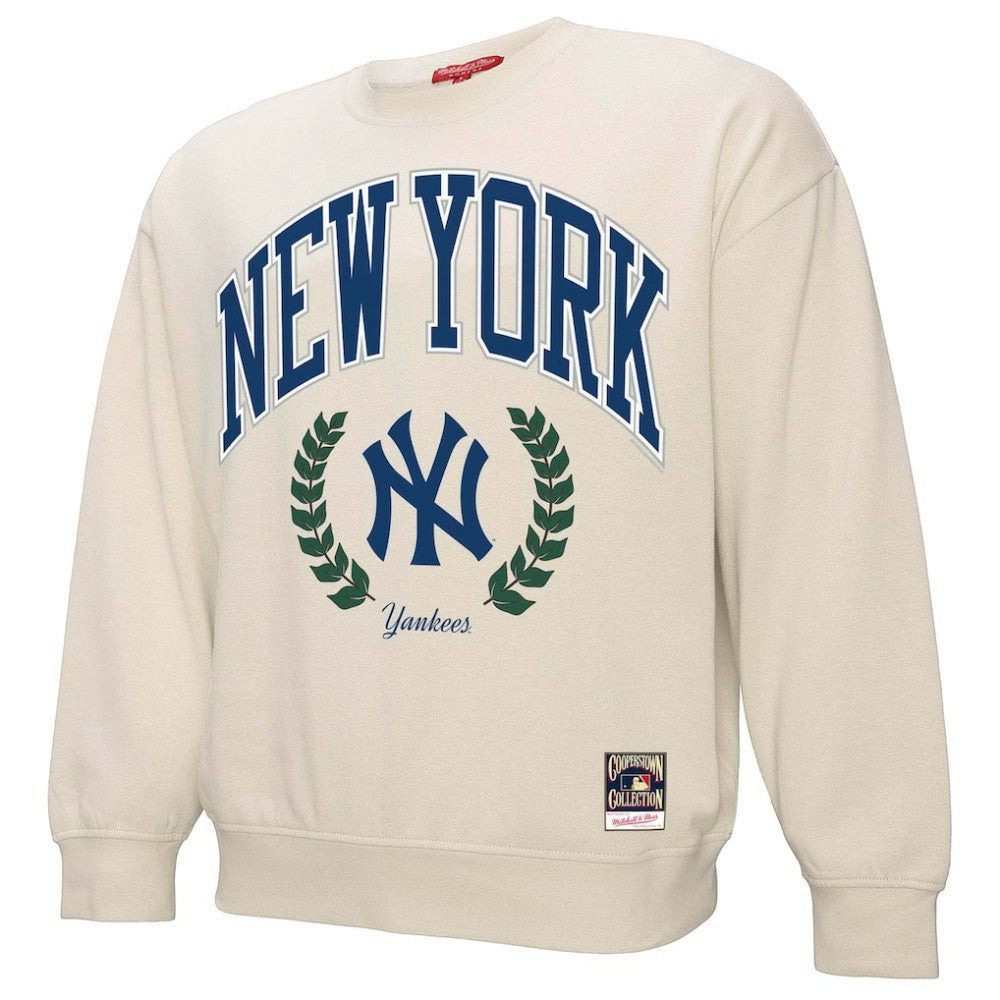 New York Yankees Women's Cooperstown Collection Laurel Pullover Sweatshirt Cream