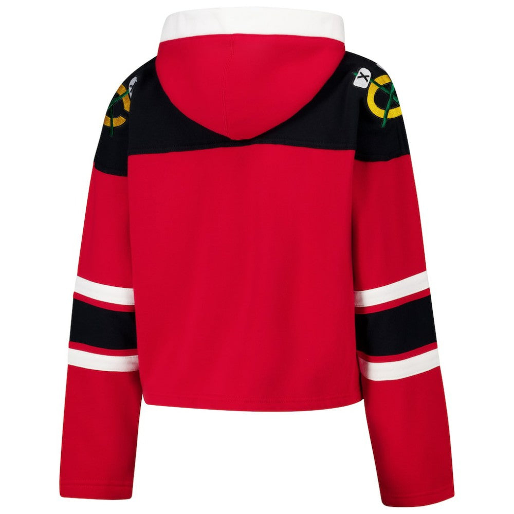Chicago Blackhawks '47 Women's Cropped Superior Lacer Pullover Hoodie - Red Hoodies
