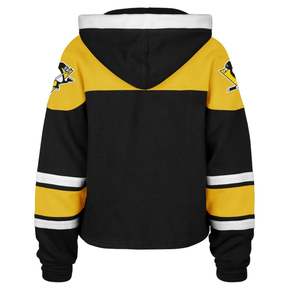 Pittsburgh Penguins '47 Women's Cropped Superior Lacer Pullover Hoodie - Black Hoodies
