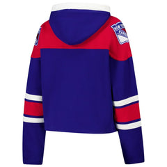 New York Rangers '47 Women's Cropped Superior Lacer Pullover Hoodie - Blue Hoodies