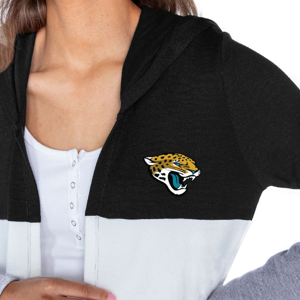 Jacksonville Jaguars Gameday Couture Women's Tri-Blend Color Block Lightweight Cardigan Hoodie - Black for sale