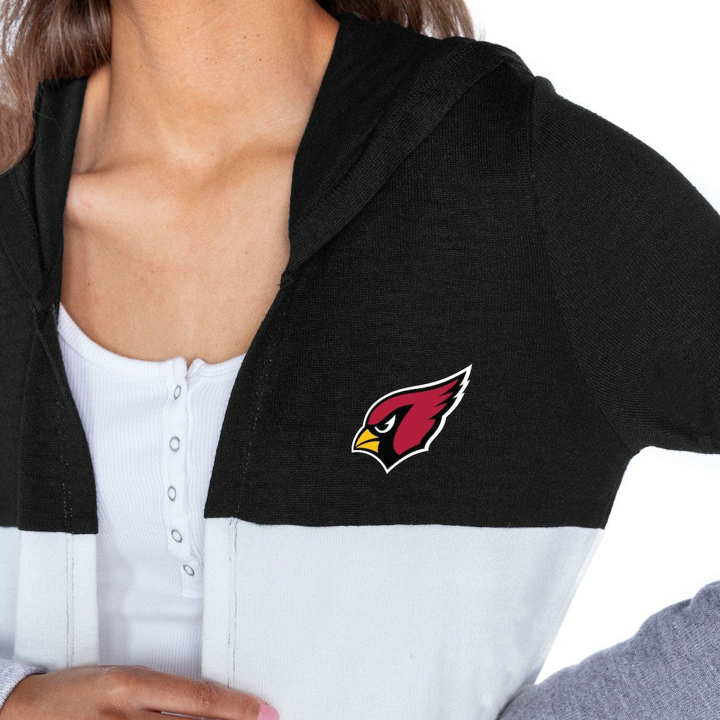 Arizona Cardinals Gameday Couture Women's Tri-Blend Color Block Lightweight Cardigan Hoodie - Black for sale