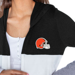 Cleveland Browns Gameday Couture Women's Tri-Blend Color Block Lightweight Cardigan Hoodie - Black outlet