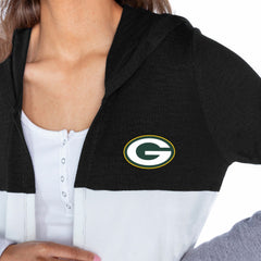 Green Bay Packers Gameday Couture Women's Tri-Blend Color Block Lightweight Cardigan Hoodie - Black for sale