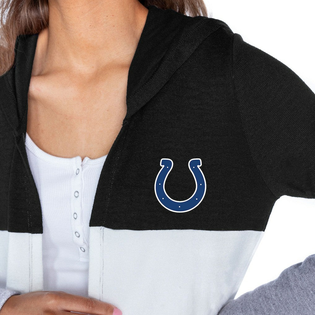 Indianapolis Colts Gameday Couture Women's Tri-Blend Color Block Lightweight Cardigan Hoodie - Black sale