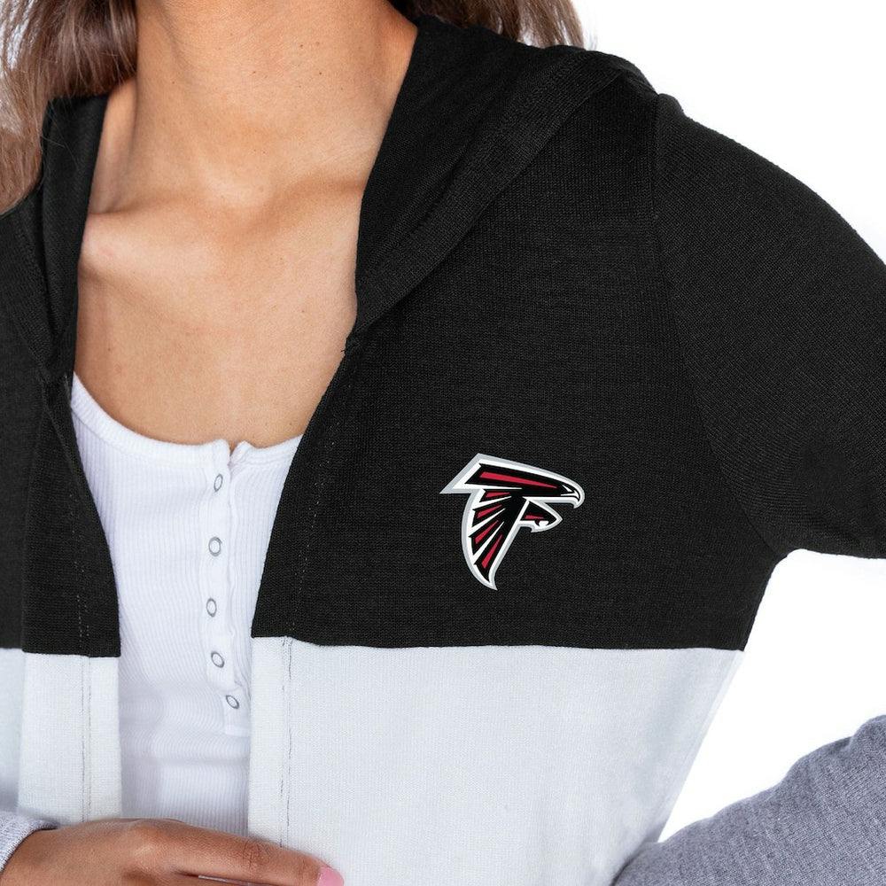 Atlanta Falcons Gameday Couture Women's Tri-Blend Color Block Lightweight Cardigan Hoodie - Black outlet