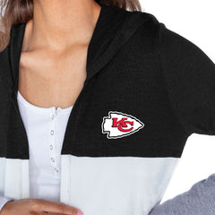 Kansas City Chiefs Gameday Couture Women's Tri-Blend Color Block Lightweight Cardigan Hoodie - Black outlet