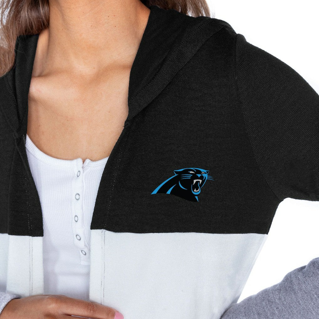 Carolina Panthers Gameday Couture Women's Tri-Blend Color Block Lightweight Cardigan Hoodie - Black online