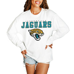 Jacksonville Jaguars Gameday Couture Women's Big Goals Oversized Long Sleeve T-Shirt - White online