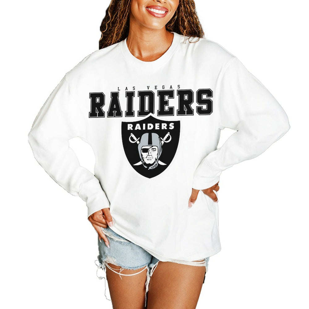 Las Vegas Raiders Gameday Couture Women's Big Goals Oversized Long Sleeve T-Shirt - White outlet