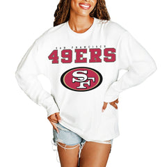 San Francisco 49ers Gameday Couture Women's Big Goals Oversized Long Sleeve T-Shirt - White on sale