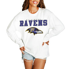 Baltimore Ravens Gameday Couture Women's Big Goals Oversized Long Sleeve T-Shirt - White sale