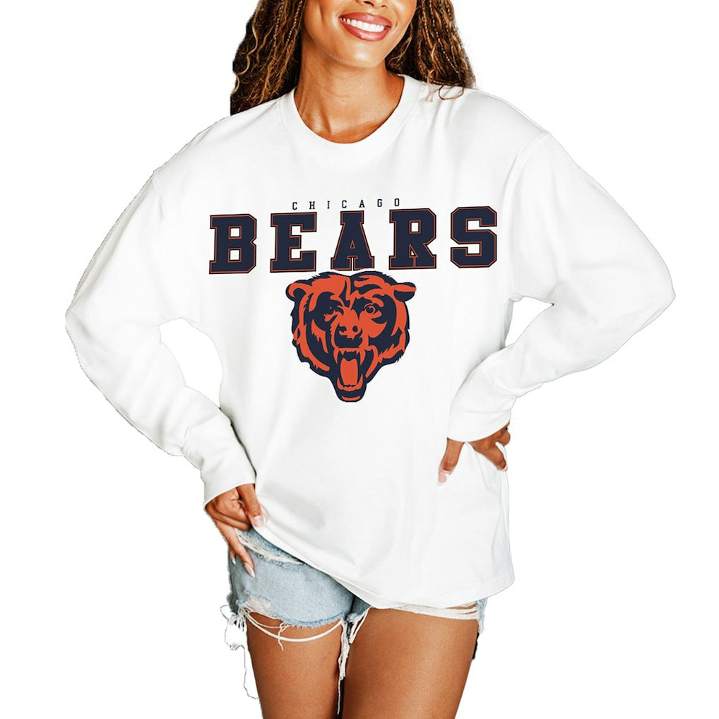 Chicago Bears Gameday Couture Women's Big Goals Oversized Long Sleeve T-Shirt - White cheap