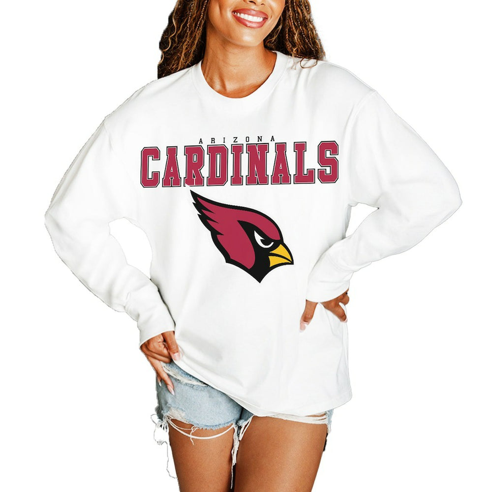 Arizona Cardinals Gameday Couture Women's Big Goals Oversized Long Sleeve T-Shirt - White outlet