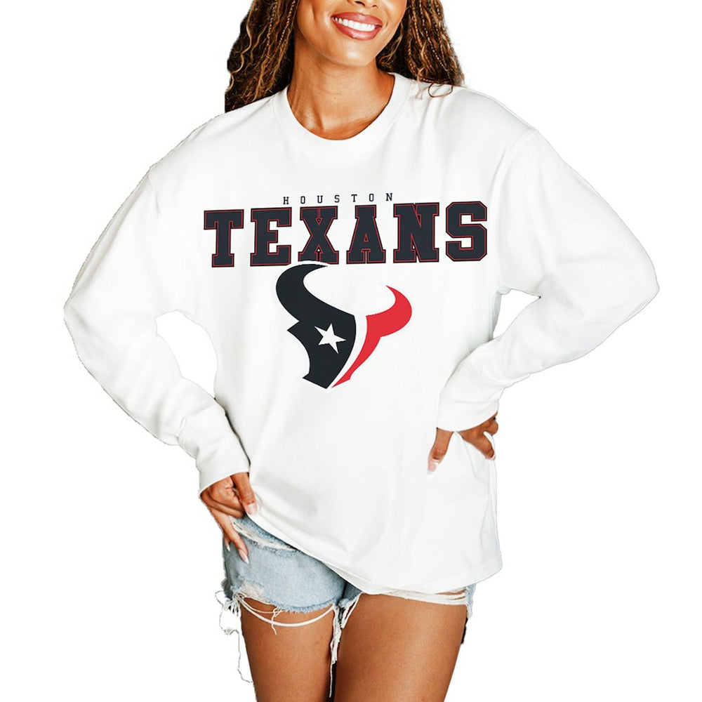 Houston Texans Gameday Couture Women's Big Goals Oversized Long Sleeve T-Shirt - White discount